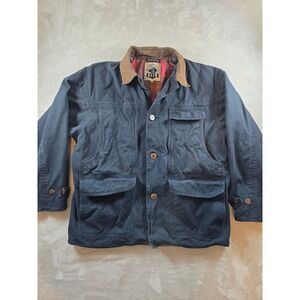 Men's Navy Blue Jacket with Brown Collar